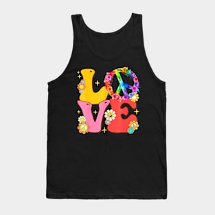 PEACE SIGN LOVE T Shirt 60s 70s Tie Dye Hippie Costume Tank Top